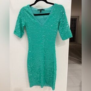 BCBGMaxAzria Light Aqua Sequin Mini Dress
